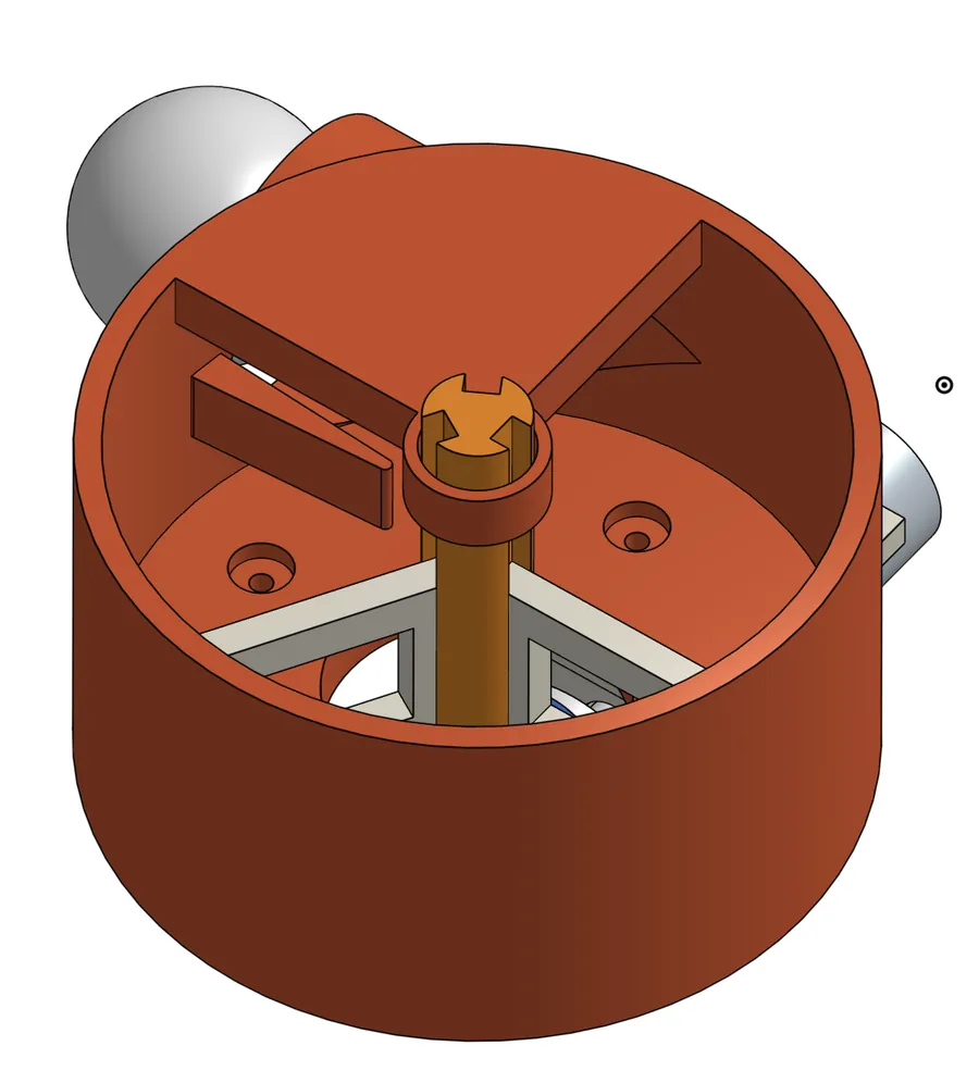 Agitator CAD. The notched walls push balls toward the flywheel barrel.